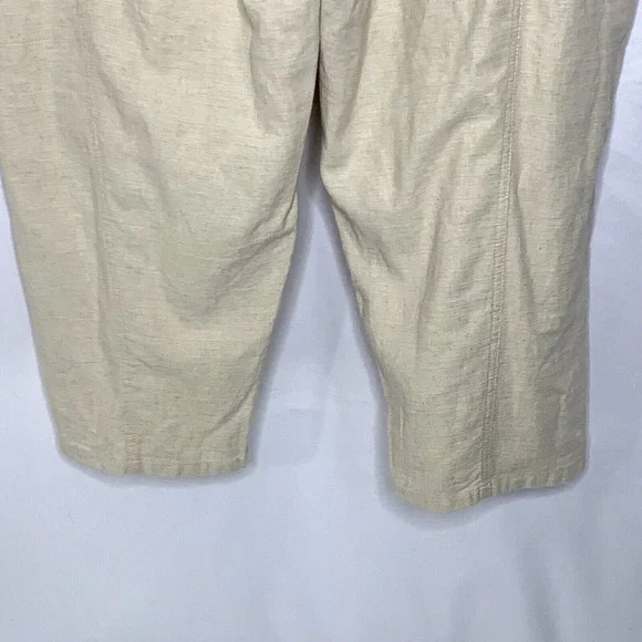 Liz Claiborne Womens Linen Blend Pants Size XL Cream Tan Natural Pockets - Picture 9 of 10